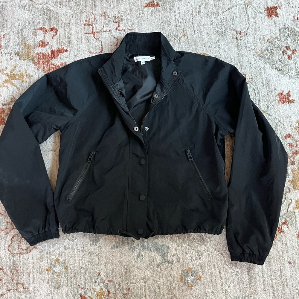 Good American Black Essential Nylon Outdoor Track Jacket Size 0/XS
